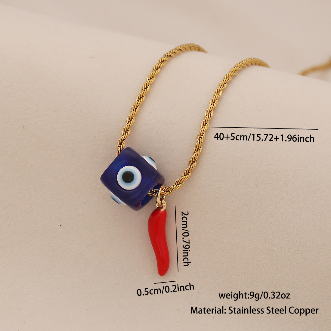 Wholesale Devil' s Eye Necklace Retro Lips Pepper Stainless Steel Clavicle Chain