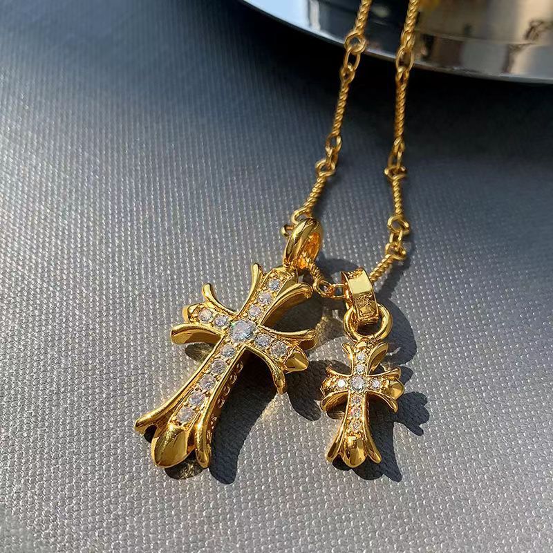 Wholesale Vintage double cross couple full diamond pendant