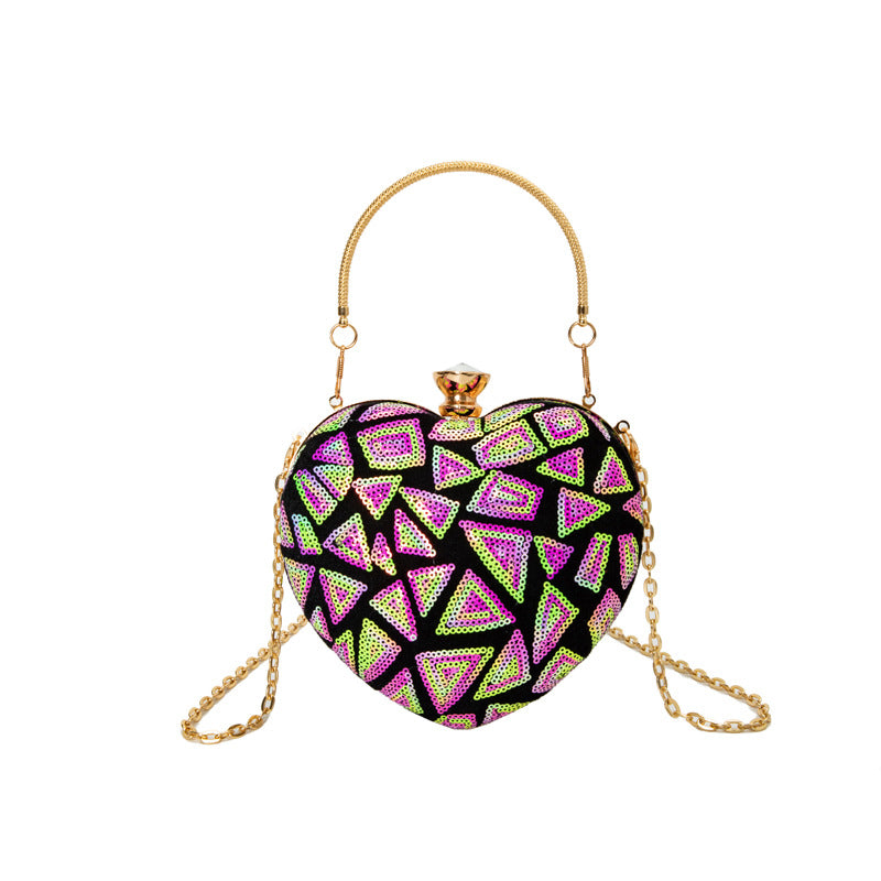 Wholesale Sequined patchwork hand-held clip buckle shell bag crossbody bag