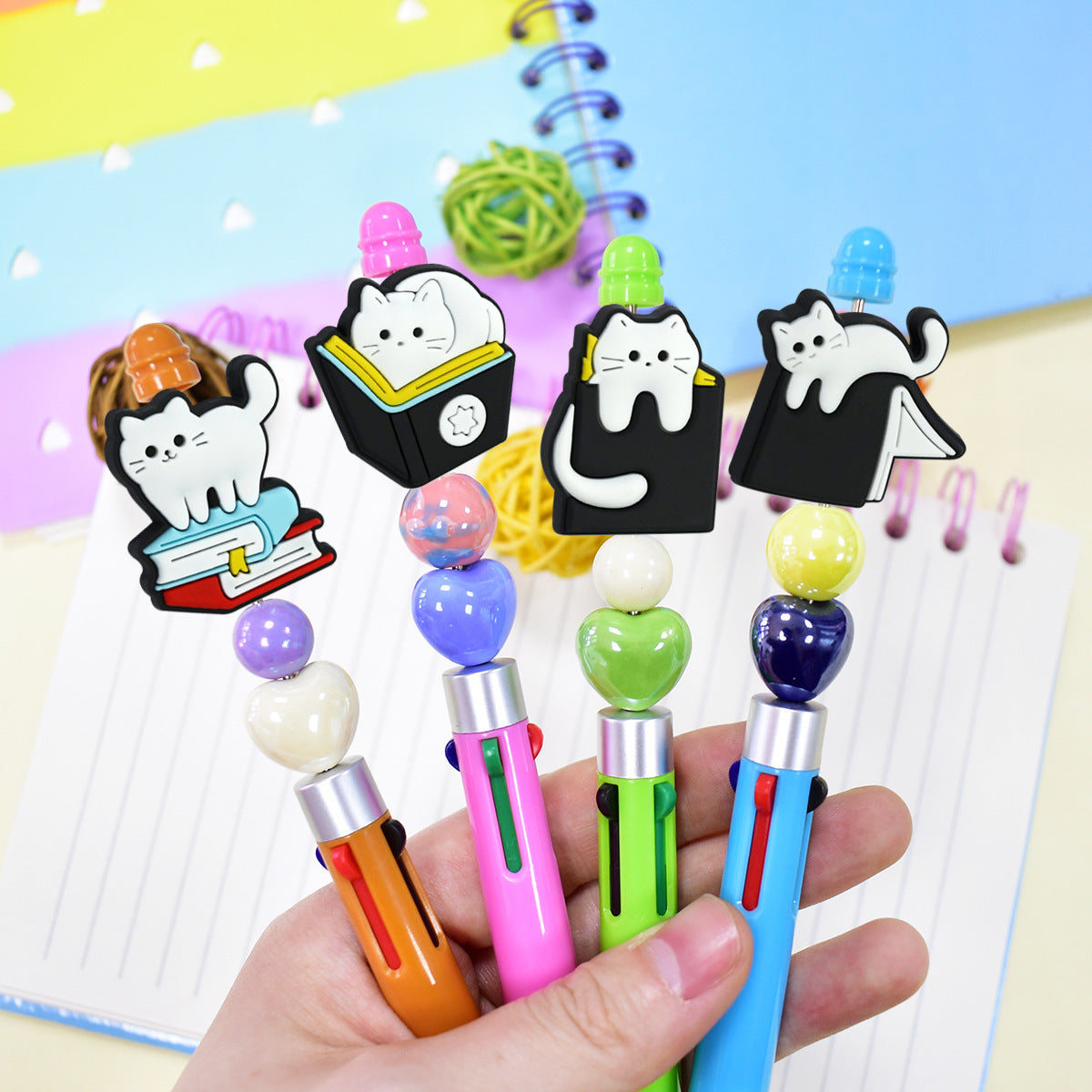 Wholesale Random 100pcs Creative Cartoon Black Cat Shape Pvc Soft Glue Beads