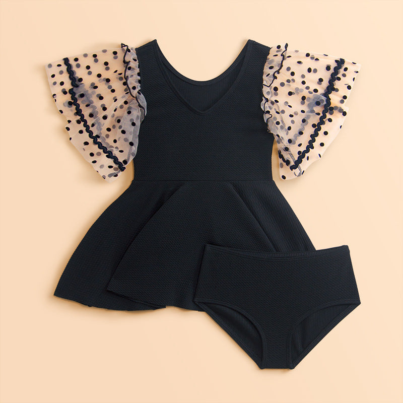 Wholesale Parent-child Black Skirt Split Swimwear