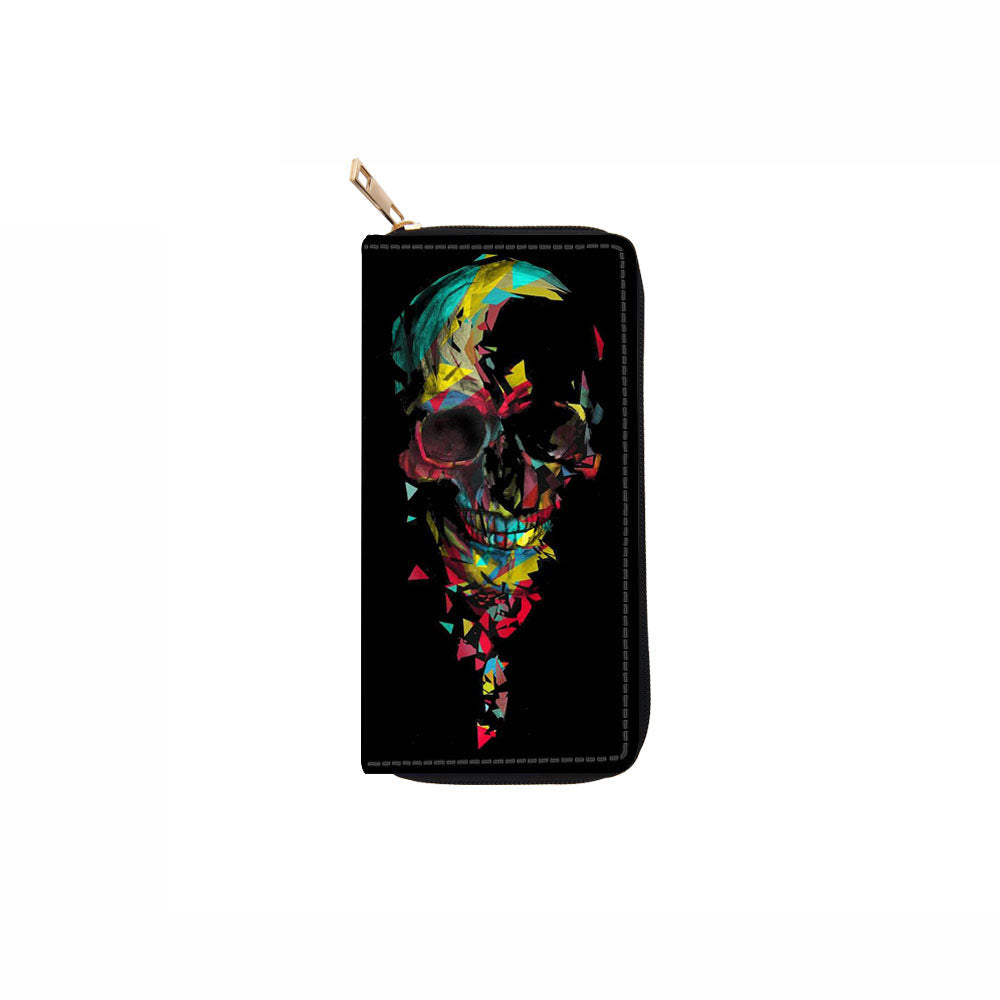 Wholesale Skull PU Long Zipper Wallet Wallet