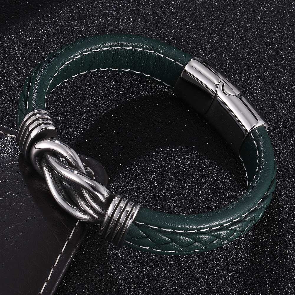 Wholesale Punk Genuine Leather Stainless Steel Jewelry Wholesale Titanium Steel Electroplated Genuine Gold Bracelets