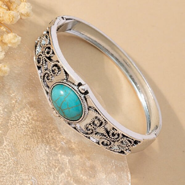 Wholesale Classic flower pattern bracelet turquoise ethnic jewelry