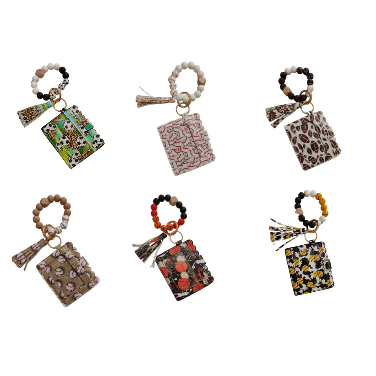 Wholesale Silicone Bead Bracelet Card Holder Keychain