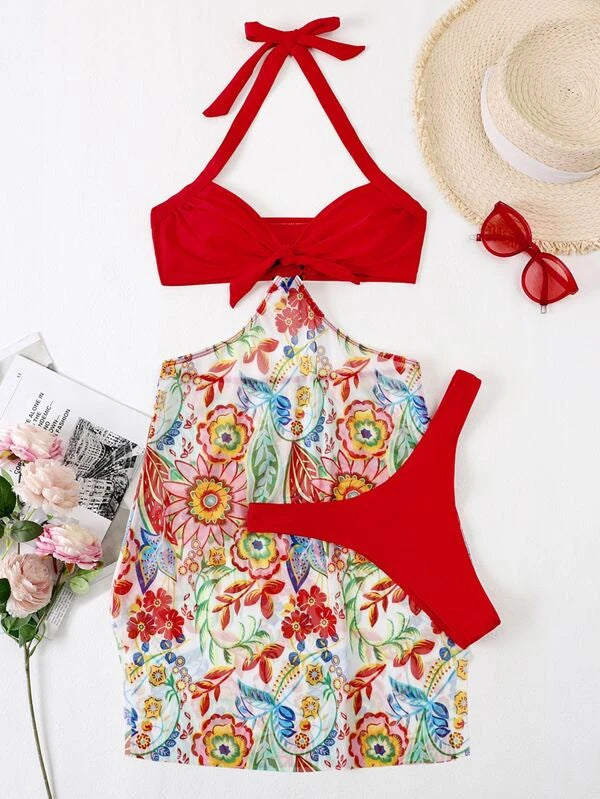 Wholesale Neck Hanging Three Piece Set Spandex Swimwear