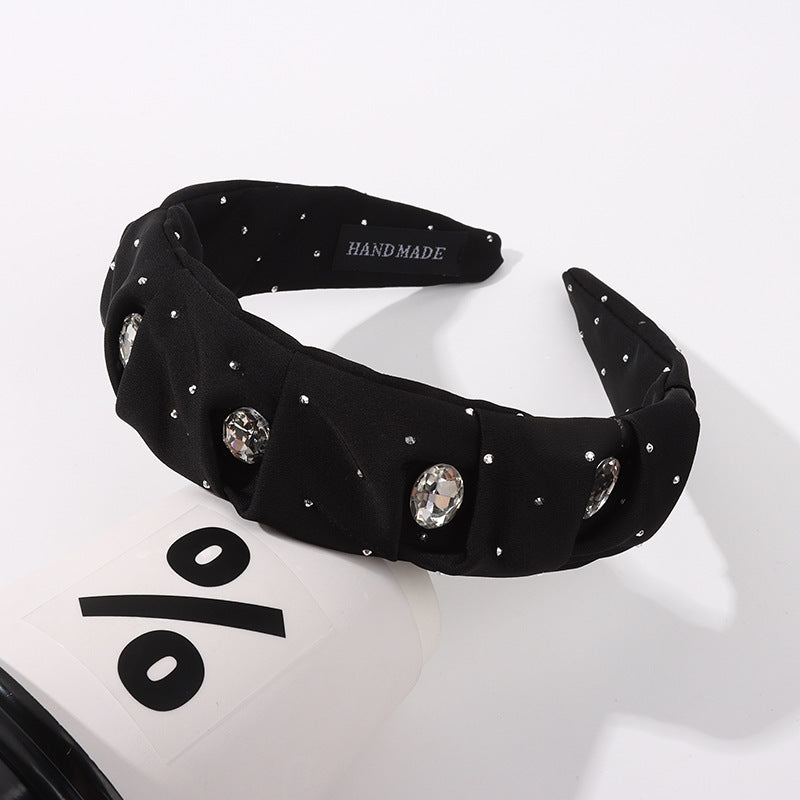 Wholesale Star Pleated Rhinestone Wide Edge Fabric Headband