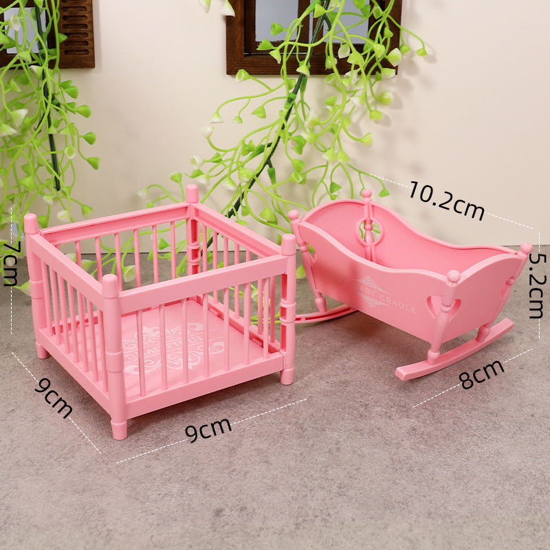 Wholesale miniature model furniture cradle crib surround bed Doll Accessories
