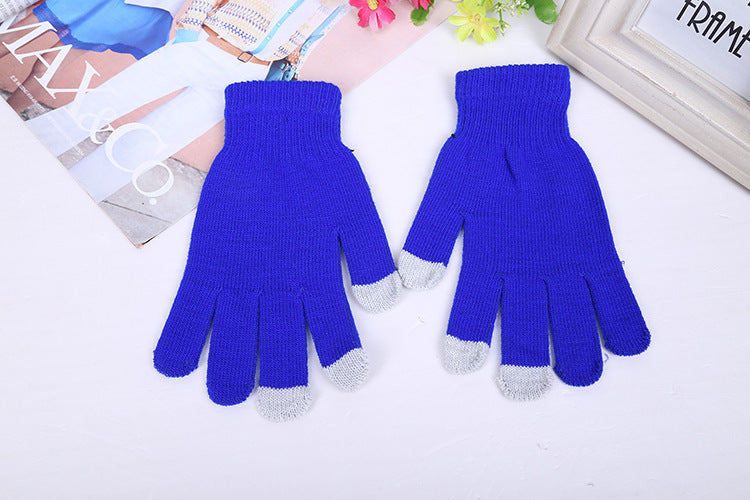 Wholesale 2pcs Autumn and Winter Touch Screen Warm Solid Color Acrylic Gloves