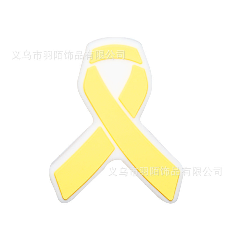 Wholesale 20pcs Cartoon Ribbon Publicity Prevention Awareness Warning Badge Silicone Beads
