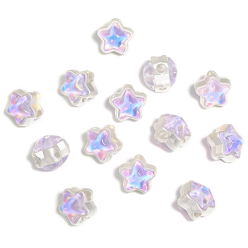Wholesale 50pcs 12mm Mermaid Aurora Diamond Pentagram DIY Beaded Accessories