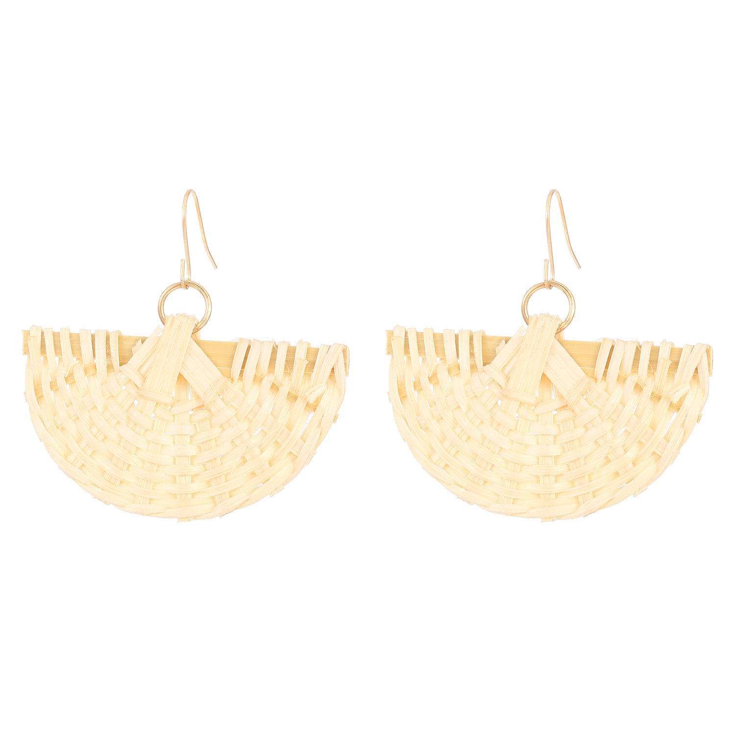 Wholesale Trendy Summer Vacation Hand Knit Raffia Flower Earrings For Women Golden Yellow Fashion Accessory Resale Gift