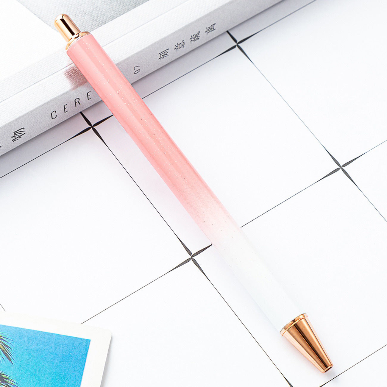 Wholesale Creative Glitter Printable Logo Metal Push Ballpoint Pen