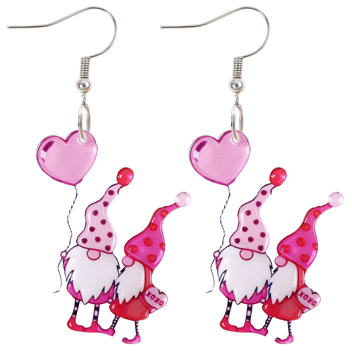 Wholesale Valentine's Day pink heart-shaped cartoon acrylic earrings