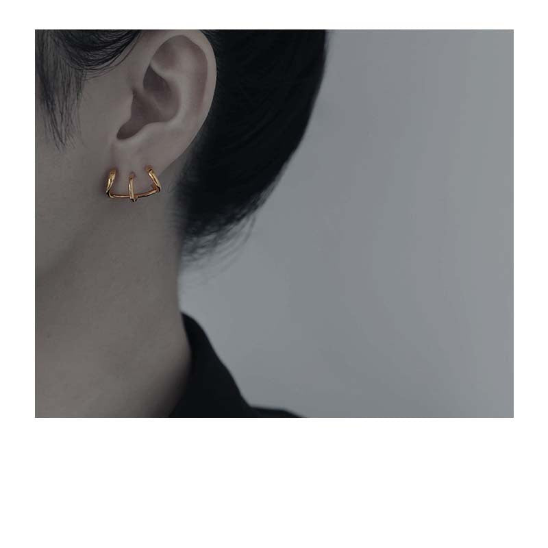 Wholesale All-Match Personalized Overlapped Two-Color Multi-Layer Earrings