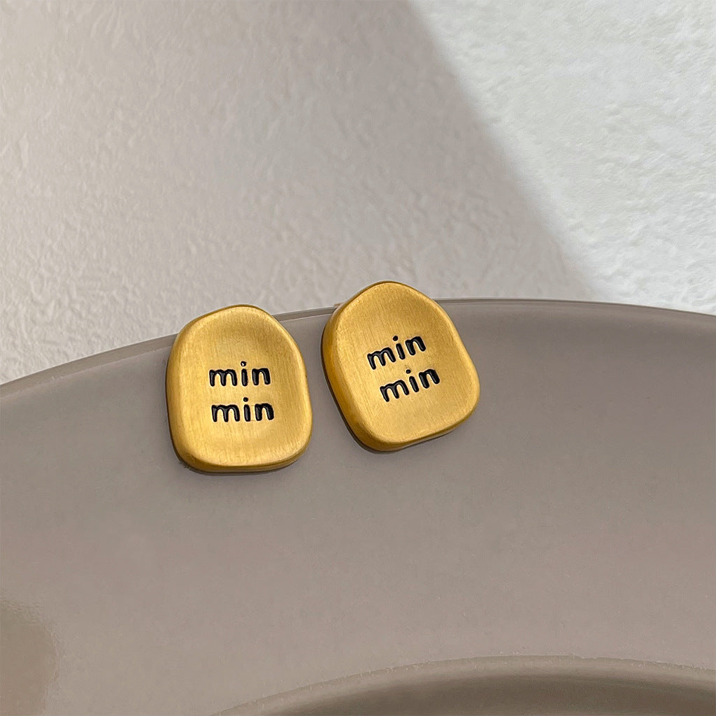 Wholesale Golden brushed frosted geometric earrings