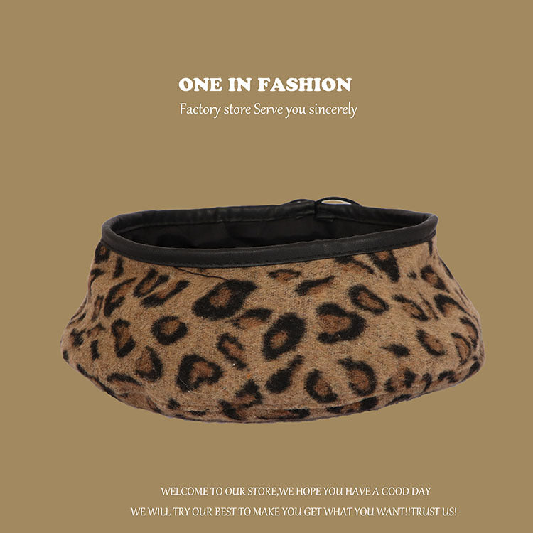 Wholesale Autumn and Winter Plush Thickened Leopard Print Beret