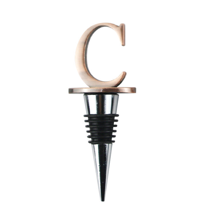 Wholesale Zinc Alloy 26 English Letter Wine Stopper Bottles