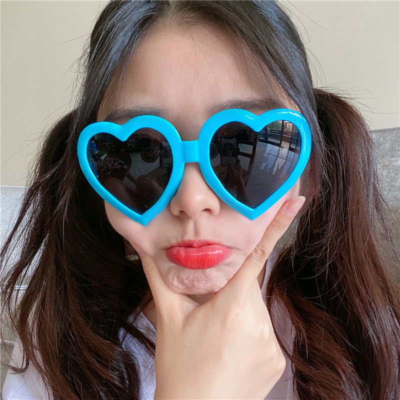 Wholesale Harajuku Love Beach Resort with Large Frame Peach Heart Beach Glasses