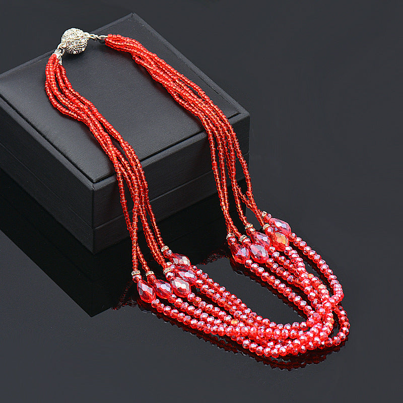 Wholesale Rhinestone Magnetic Clasp Teardrop-shaped Crystal Bracelet Necklace