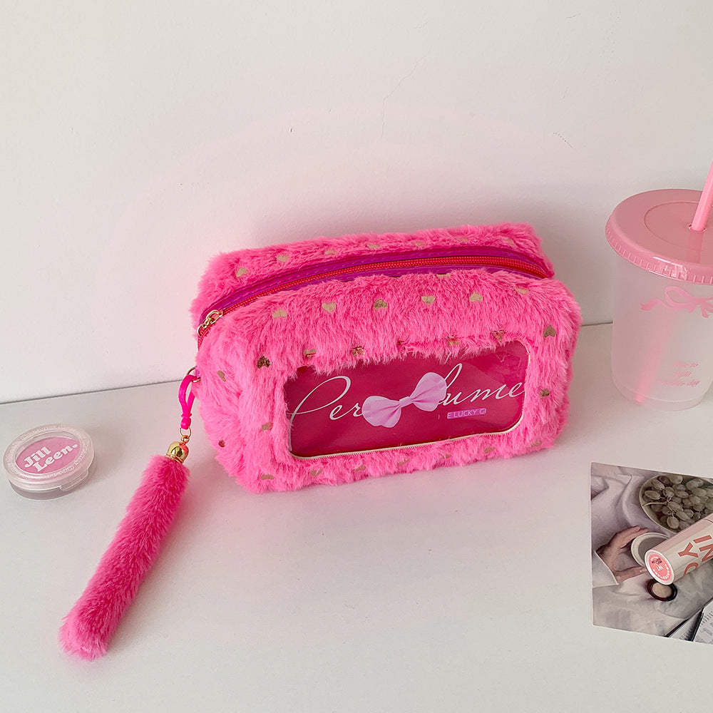 Wholesale  Bow  Plush Large Capacity Stationery Storage Bag