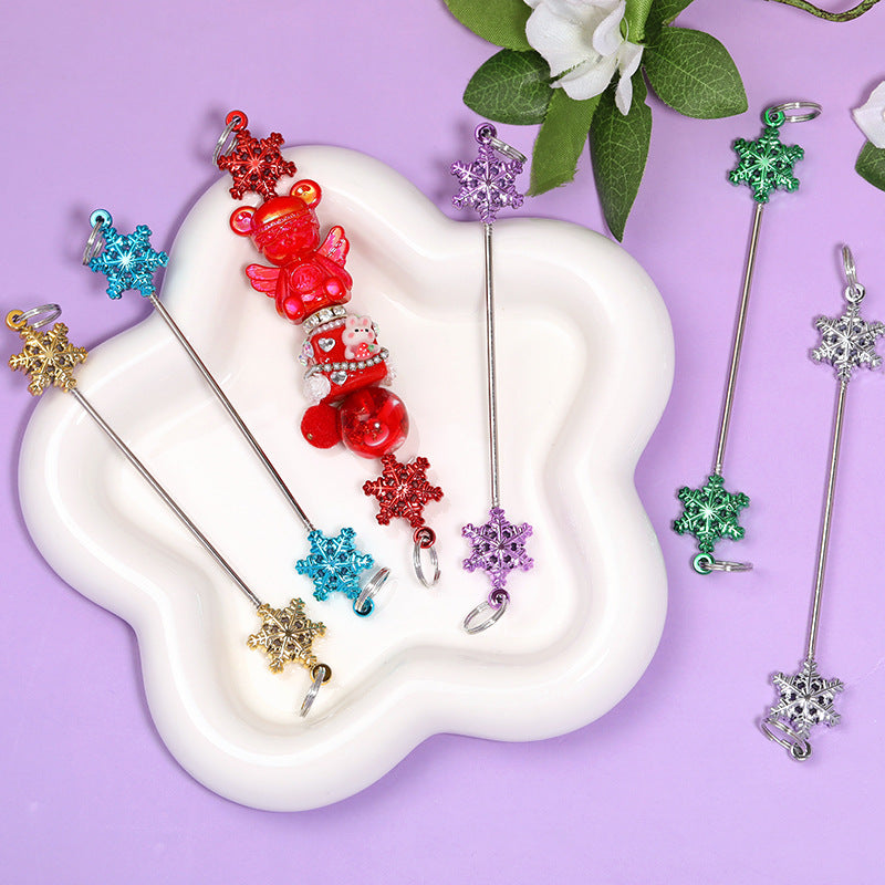 Wholesale 5pcs/pack beadable pens Christmas snowflake beaded rod