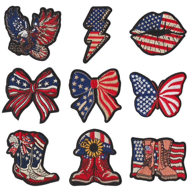 Wholesale Decorative Embroidered Patches 50 Piece Set With Liberty Bell Statue Of Liberty American Flag Design For Towels