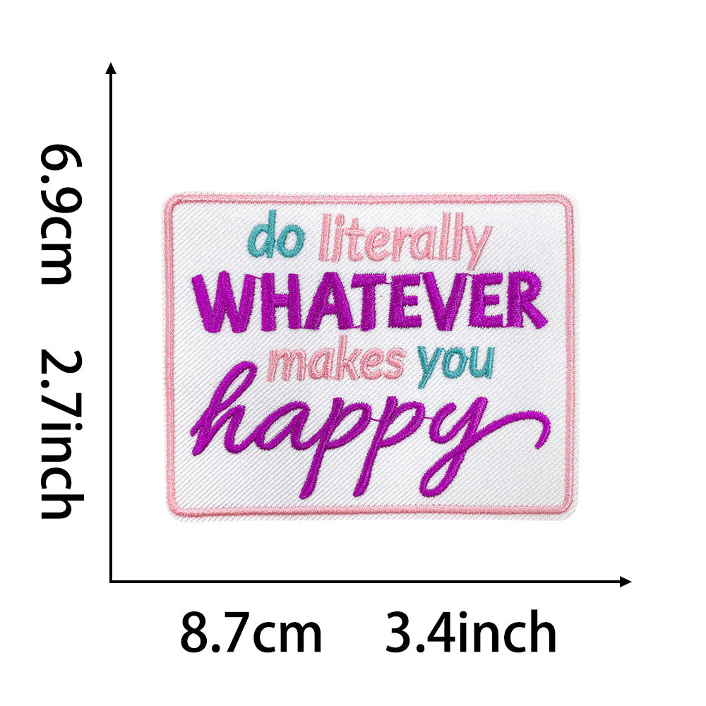 Wholesale Towel Embroidery Iron On Patches Retro Funny Text Rectangular For Coats Everyday