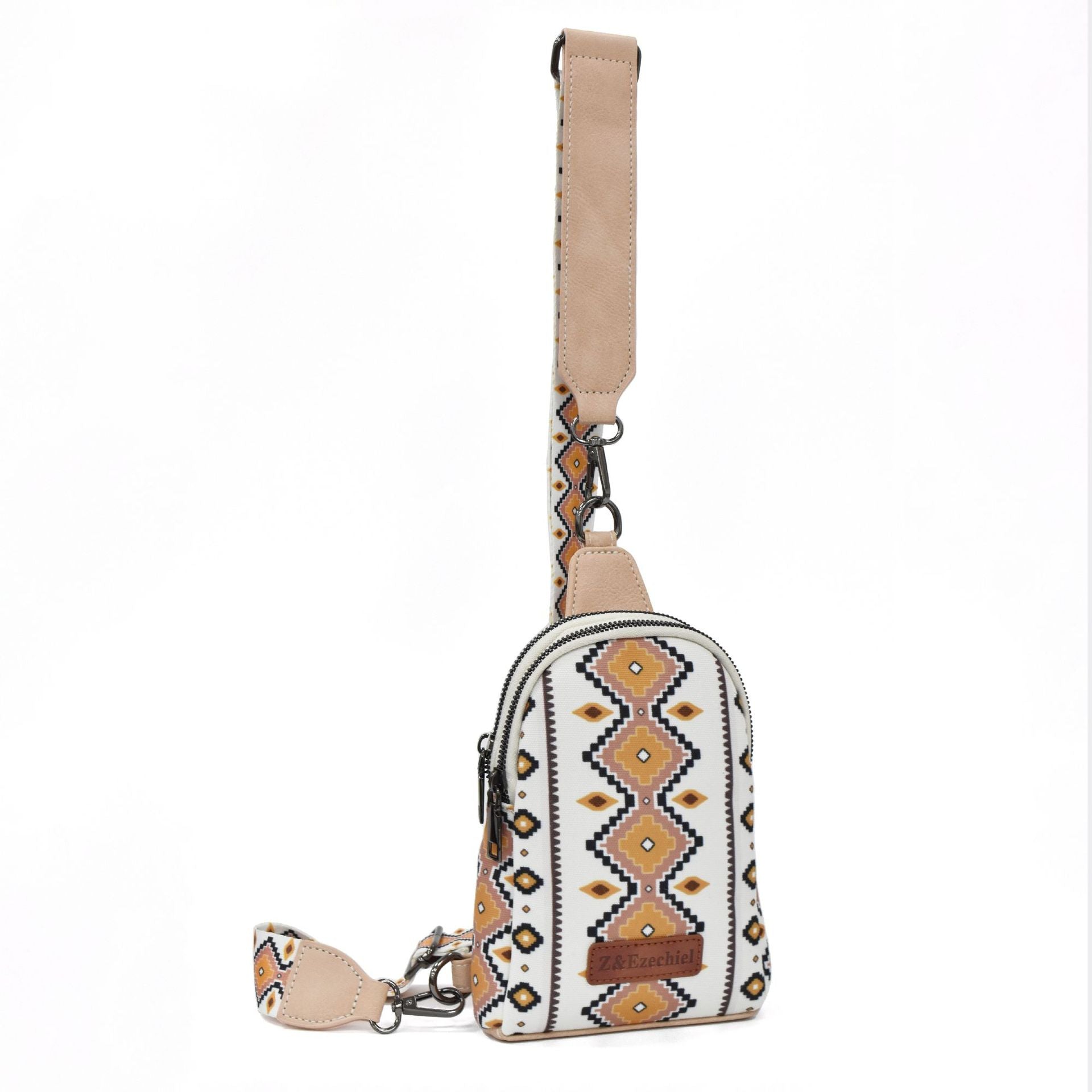 Wholesale Aztec Zipper Canvas Crossbody Bag Chest Bag