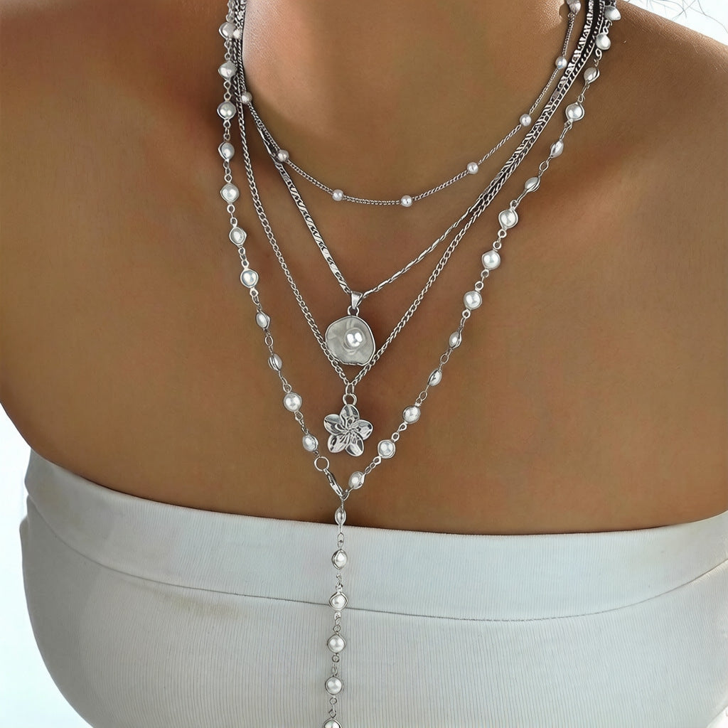 Wholesale Trendy Multi Layer Shell Starfish Necklace Beach Collarbone Chain Boutique Resale Jewelry Accessory