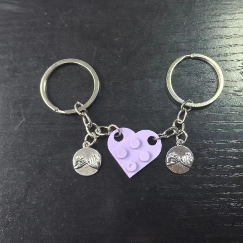 Wholesale Valentine' s Day Couple Hook Building Blocks Love Keychain