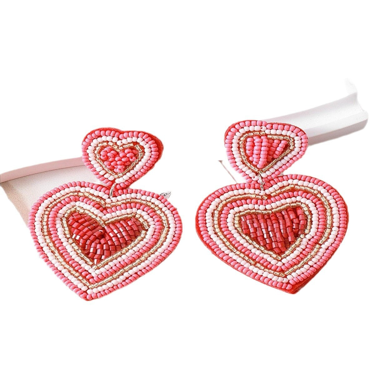 Wholesale fresh sweet Valentine's Day handmade fabric lovely earrings personalized creative autumn and winter women's earrings