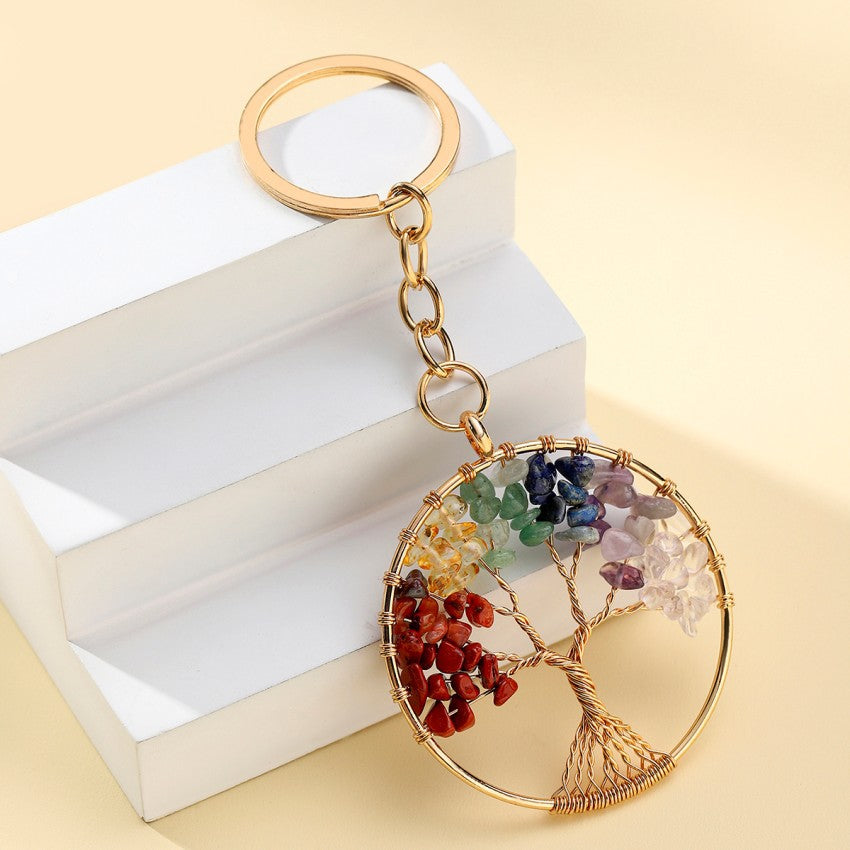 Llavero de metal de color de grava de color al por mayor