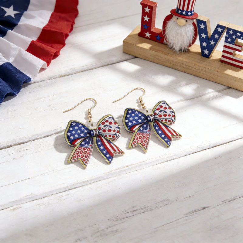 Wholesale Independence Day Anniversary Love Star Spangled Banner Acrylic Earrings
