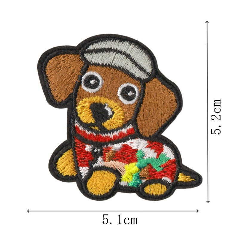 Wholesale Cute Cartoon Puppy Embroidered Iron On Patches 9 Piece Set For DIY Clothing Bags Hats Decorative Accent