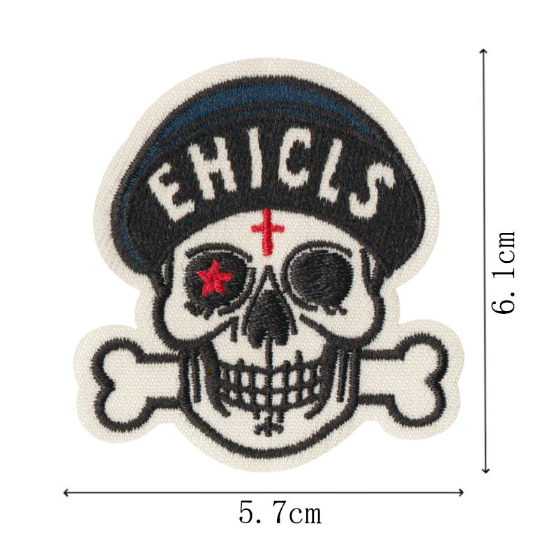 Wholesale Stylish Cartoon Skull Embroidered Iron On Patches 9 Piece Set For Towels Clothing DIY Accessories