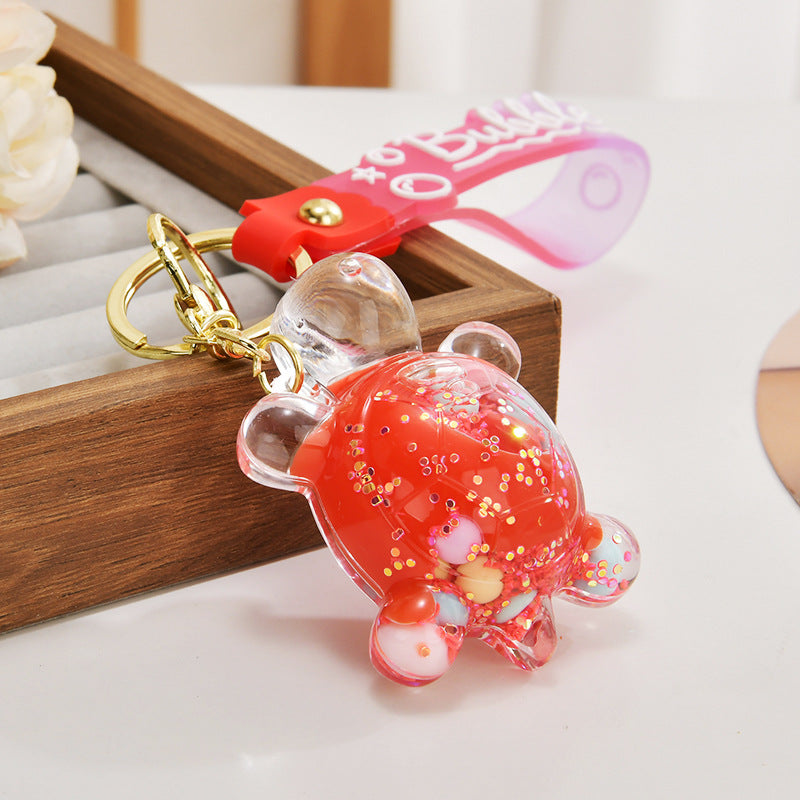 Wholesale Acrylic flowing sand turtle keychain