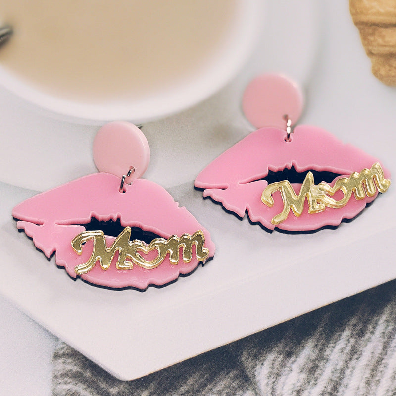 Wholesale Mother's Day MAMA Acrylic Lip Earrings