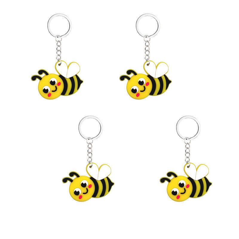 Wholesale 24pcs New Cartoon Bee Party Decoration PVC Soft Rubber Keychain