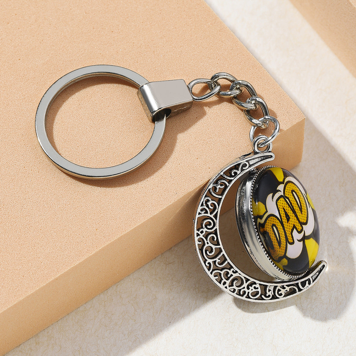 Wholesale Father's Day Thunder Cloud Time Gemstone Metal Keychain