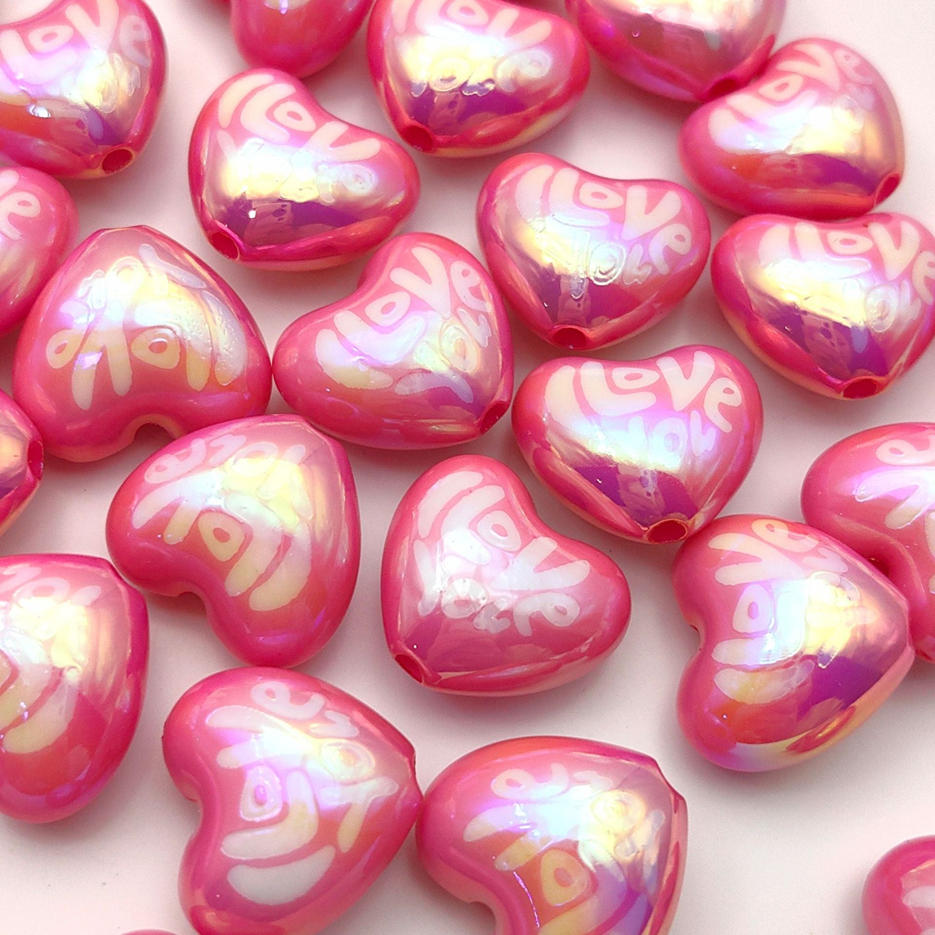 Wholesale   20pcs UV Color Plated  Printing English Love Acrylic Beads