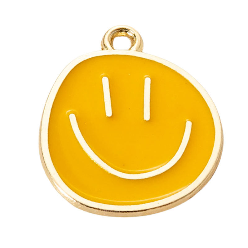 Wholesale Oil Drop Pendant Asymmetrical Funny Smiley Face Pendant Earrings Necklace Personality Pendant DIY Jewelry Accessories