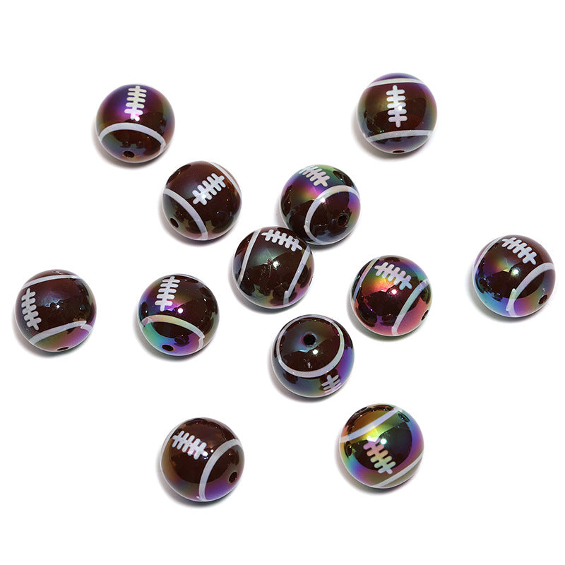 Wholesale 20pcs/pack Basketball and rugby ball colored Acrylic Beads