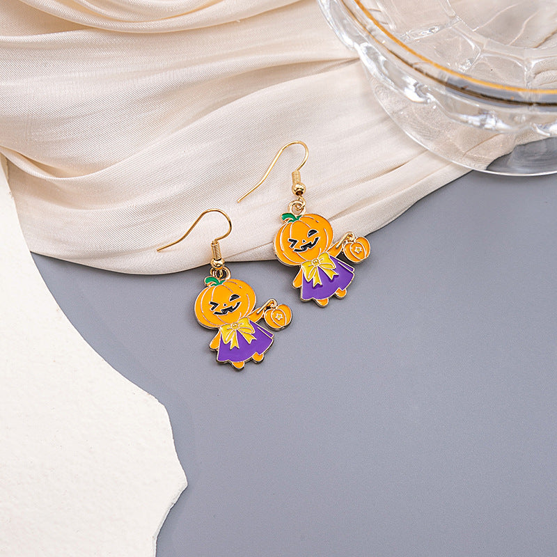 Wholesale Halloween Bat Pumpkin Funny Horror Skull Eye Earrings