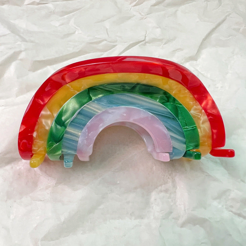 Wholesale Rainbow Acetate Clips Niche Semi-circle Splicing Hair Clips