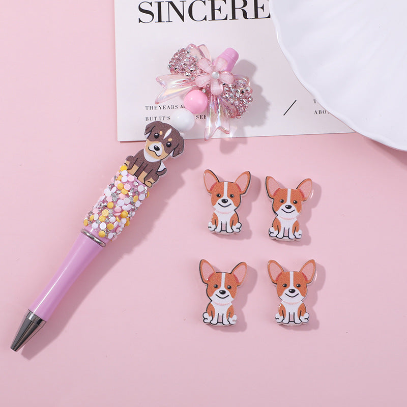Wholesale 10pcs Through-hole double-sided cartoon pet puppy DIY beads