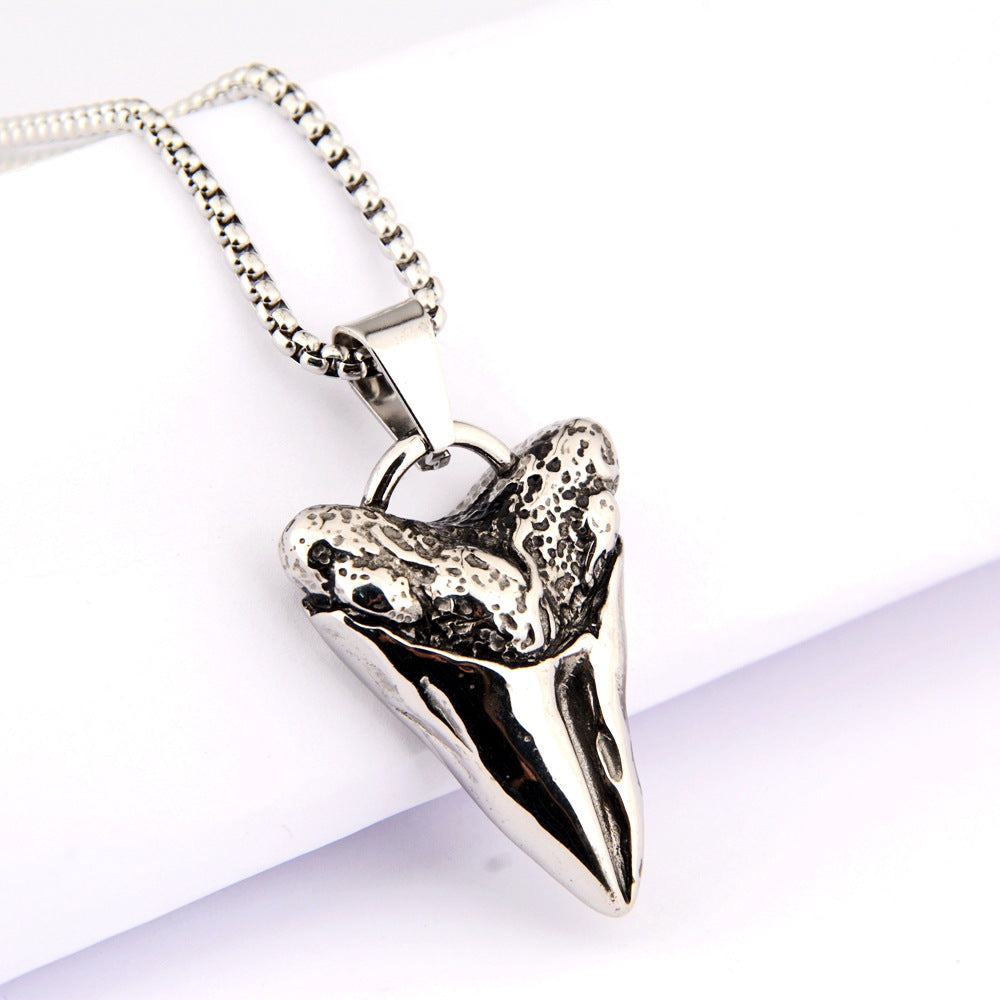 Wholesale Titanium Steel Shark Tooth Pendant Necklace Light Luxury Hip Hop Style Unisex Casual Jewelry For Everyday Wear Gift And Boutique Resale