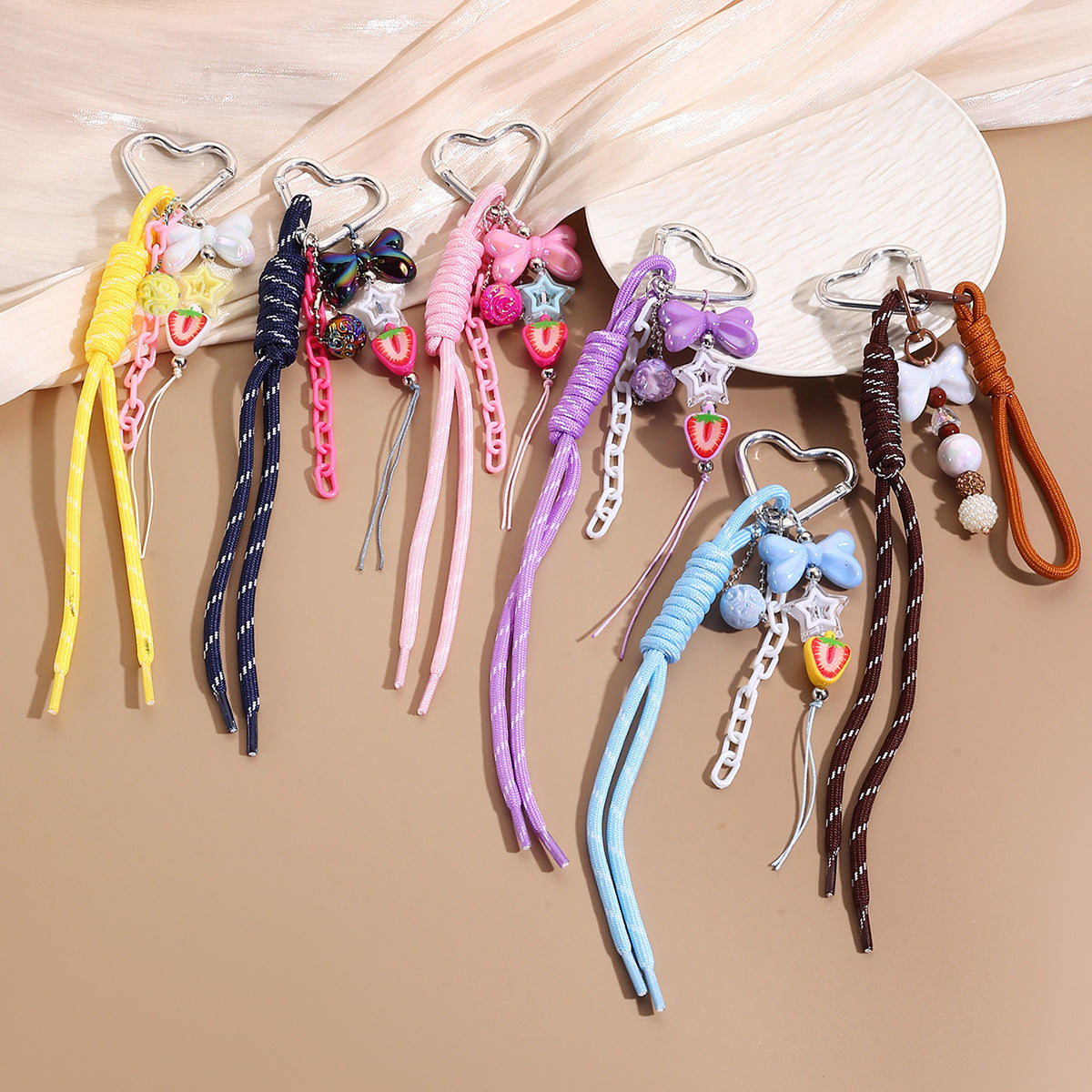 Wholesale Colorful Dopamine Hand-Woven Lanyard Keychain Braided Rope