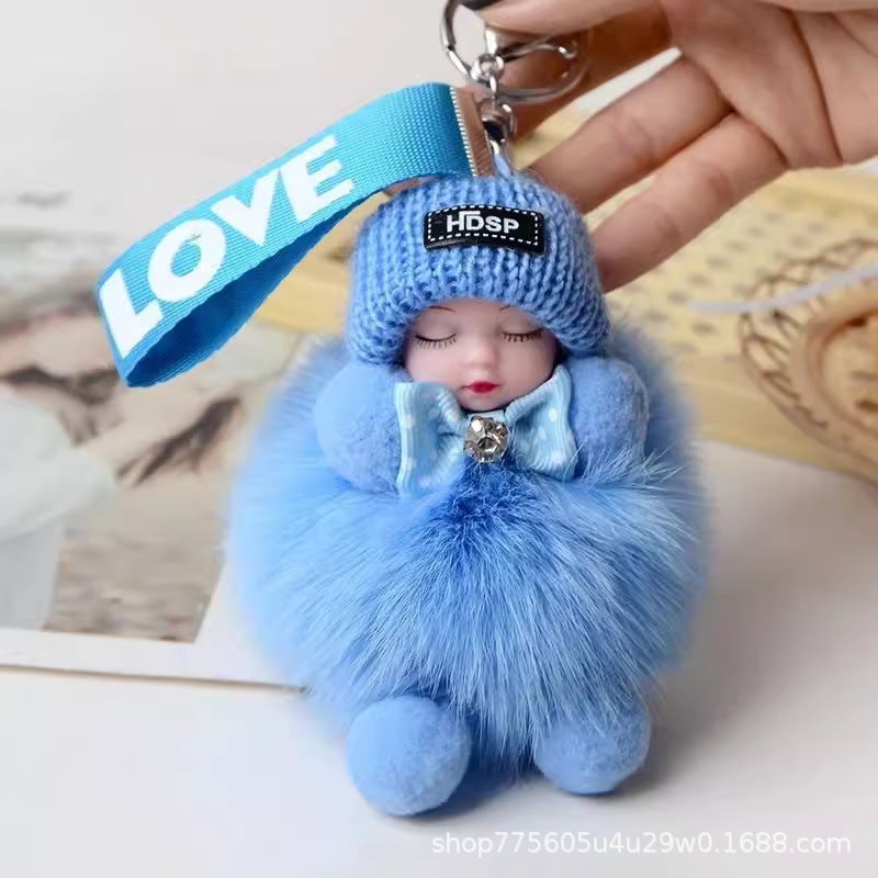 Wholesale Cute Fur Sleeping Doll Keychain