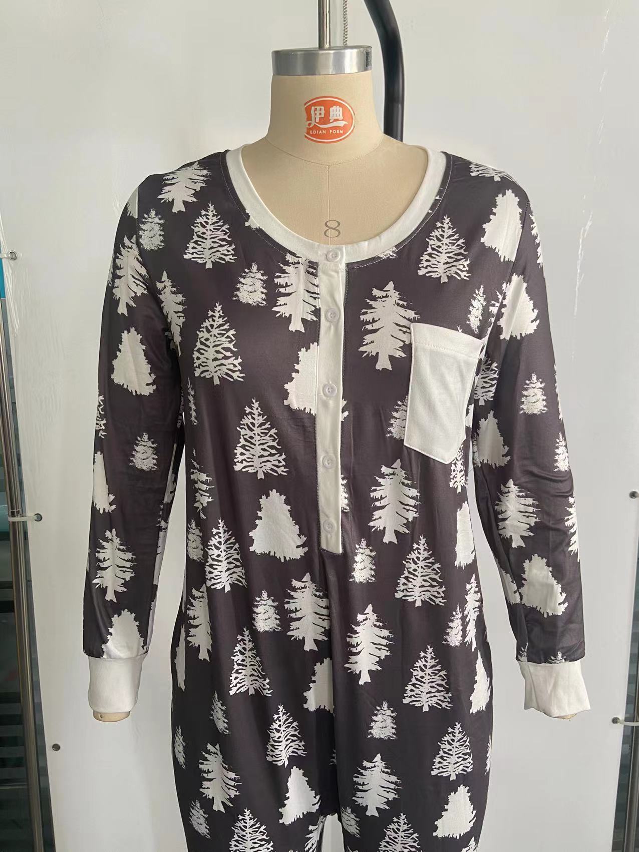 Wholesale Christmas Tree Print Parent-child Suit Home Clothes